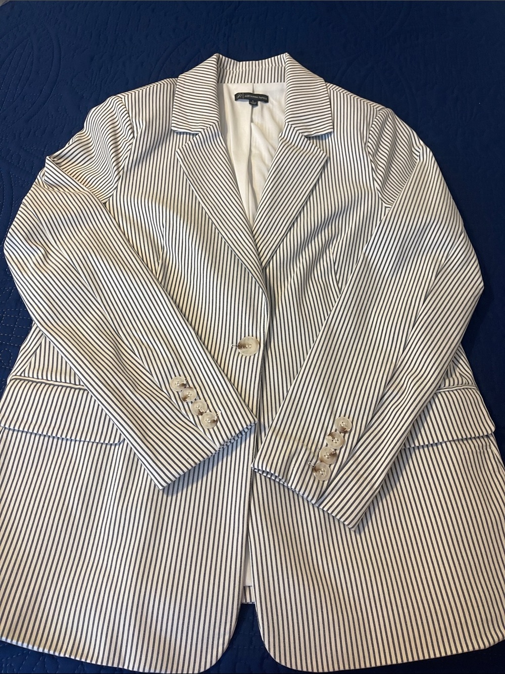 Adrianna Papell Black & White Pinstripe Blazer - Picture 4 of 4